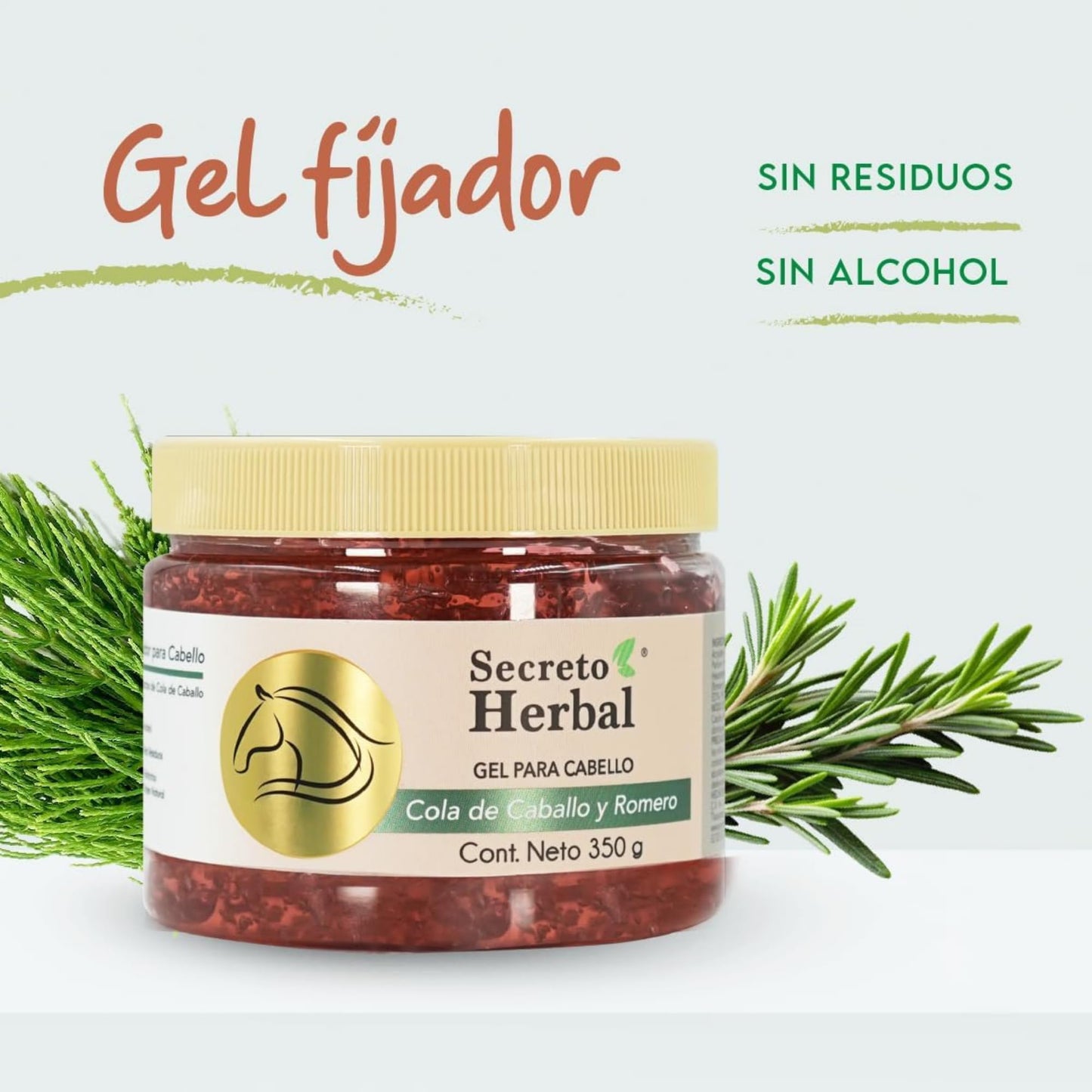 Tu Salud Plus Secreto Herbal Hair Gel 350g (12.34 oz) - Horsetail & Rosemary Styling Gel for Strong Hold, Shine & Frizz Control - Gel para Cabello