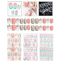 Rain Bingo 72 Pieces False Nails Press on Nails for Kids- Unicorn Short Fake Artificial Full Cover Nail Art Kits Transation with Nail Glue Tabs