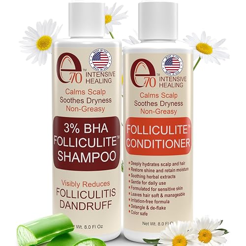 Folliculitis Treatment Shampoo and Conditioner with 3% BHA, Salicylic Acid, Aloe Vera & Tea Tree Oil - Anti Itch Shampoo for women & men with Flaky