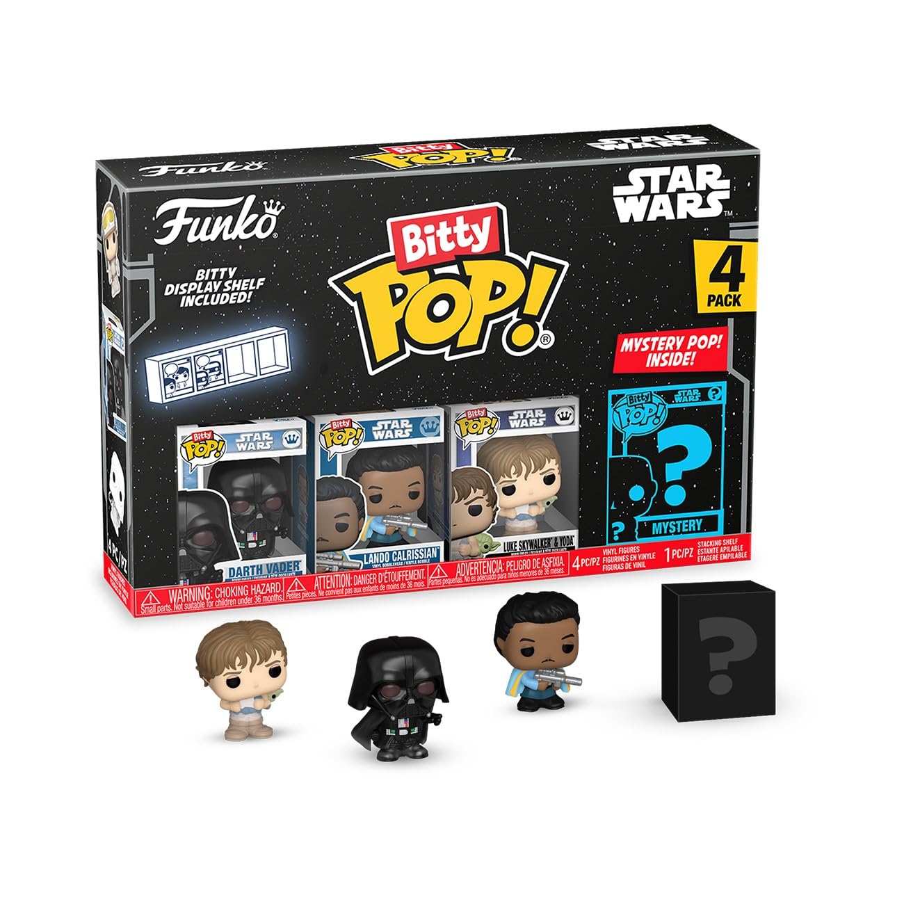 Funko Pop Bitty: Star Wars - Darth Vader, Lando Calrissian, Luke Skywalker and Yoda, & Mystery Chase Figure - (Styles May Vary) and A Surprise…