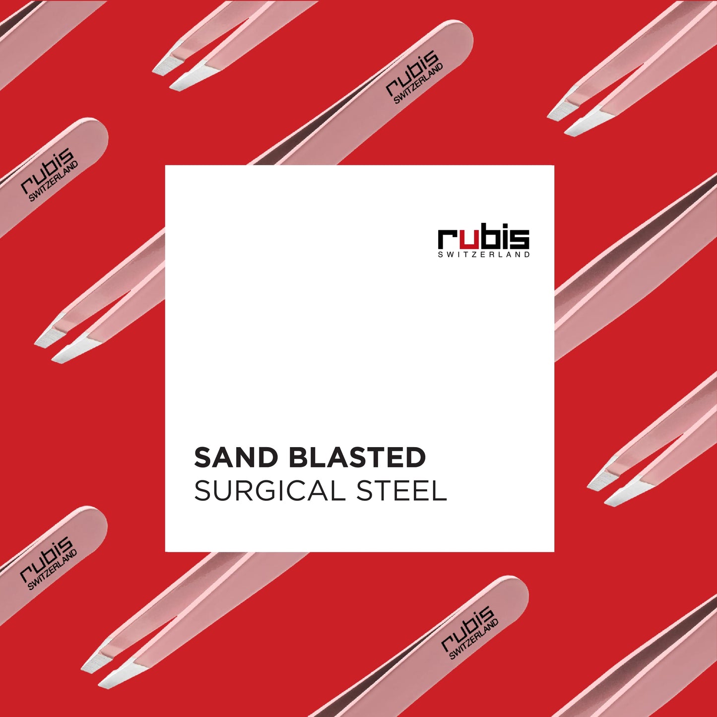 Rubis Classic Stainless Steel Slanted Tweezers for Precise Eyebrows and Hair Removal, 1K108, Pink,Rubis Switzerland Swiss Made World Renowned