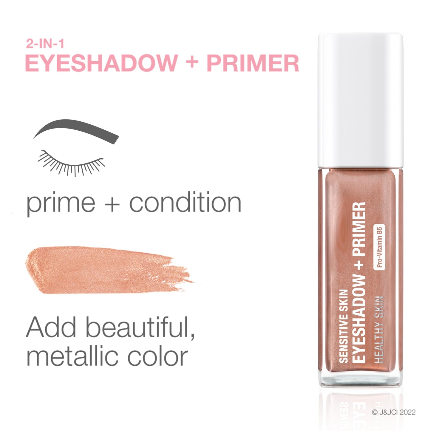 Neutrogena Sensitive Skin Eyeshadow + Primer, a Longwearing, 2-in-1 Metallic Eyeshadow for Sensitive Skin with Pro-Vitamin B5, Lightweight