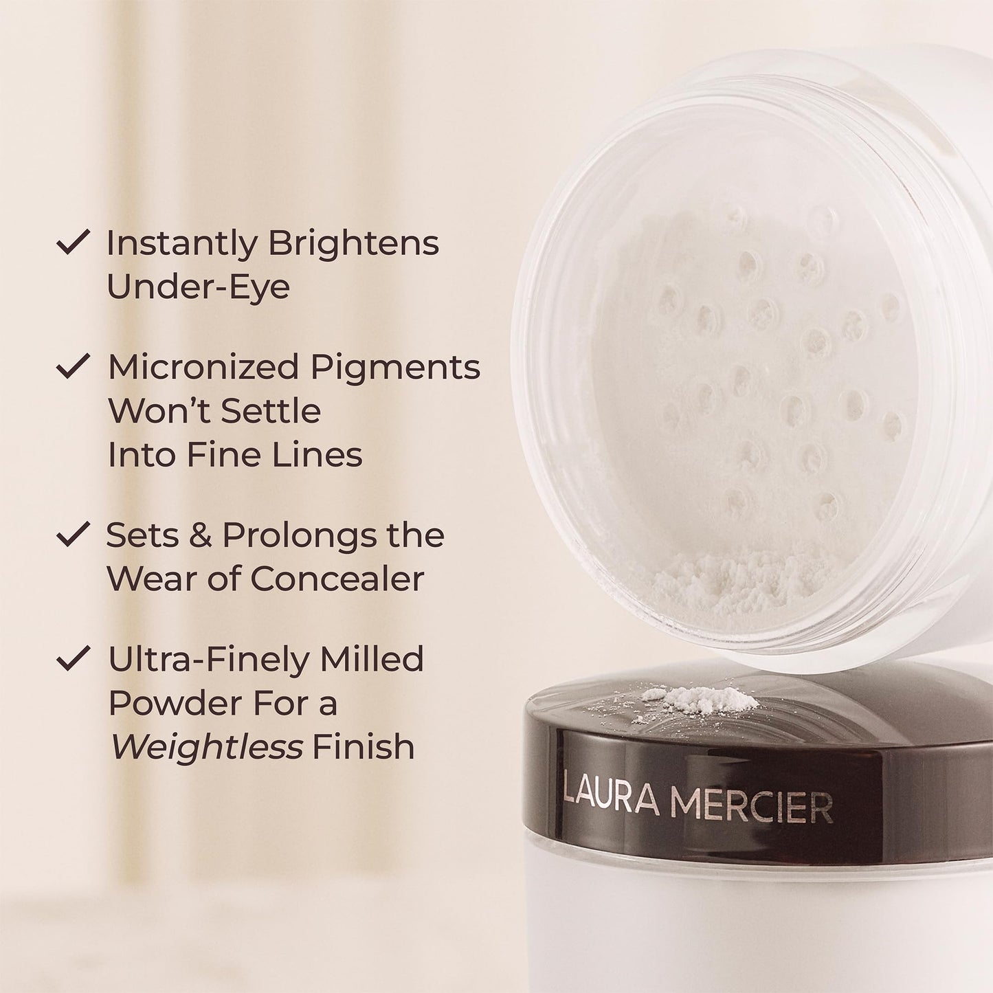 Laura Mercier Secret Brightening Powder For Under Eyes, Weightless Setting Powder for Under-Eye Concealer, Instantly Brightens, Sets & Prolongs