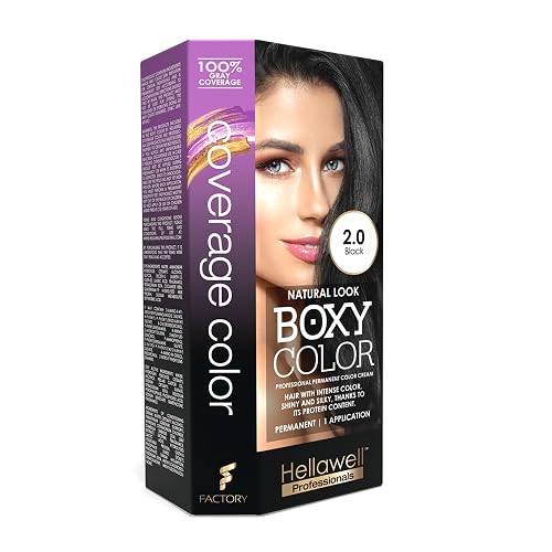 BOXY COLOR Coloring kit professional, permanent color cream hair dye with Vegetal Protein to get Hair with intense color shiny and silky. 100% Gray
