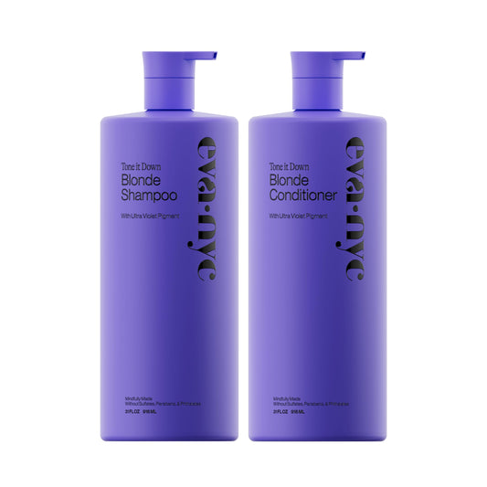 Eva NYC Purple Shampoo and Conditioner Set - Gentle, Anti-Brass Formula for Blonde, Gray, and Lightened Hair - Adds Shine, and Deep Conditions
