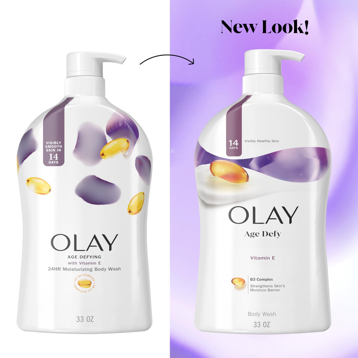 Olay Body Wash for Women, Age Defy with Vitamin E, 24/7 Moisture Barrier Repair, Hydrating & Cleansing Formula for Visibly Healthy Soft Skin, Vitamin