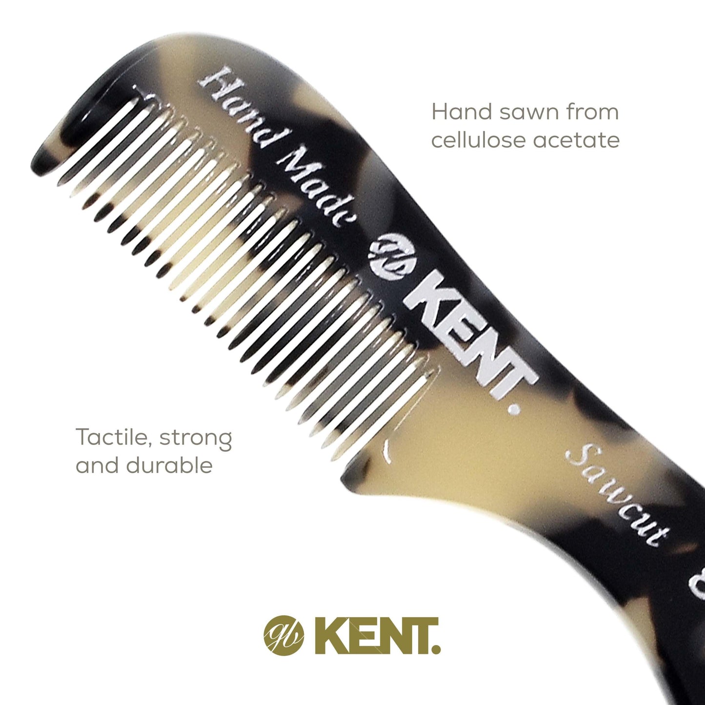 Kent A 81T TW X-Small Gentleman's Beard and Mustache Pocket Comb, Fine Toothed Pocket Size for Facial Hair Grooming and Styling. Saw-cut of Cellulose Beauty and Personal Care KENT