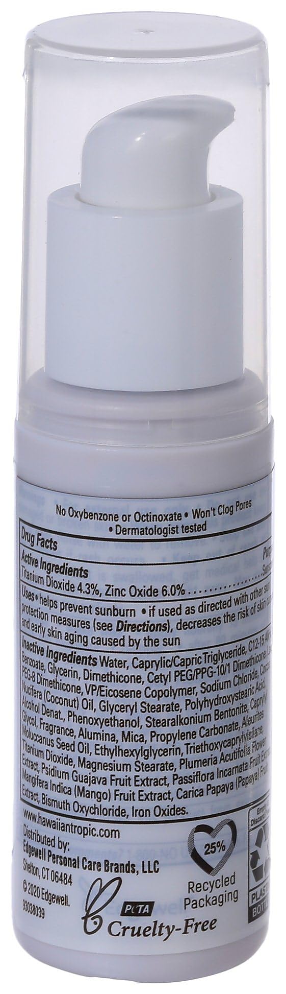 Hawaiian Tropic Mineral Sun Milk Face Sunscreen Lotion, SPF 30, 1.7oz