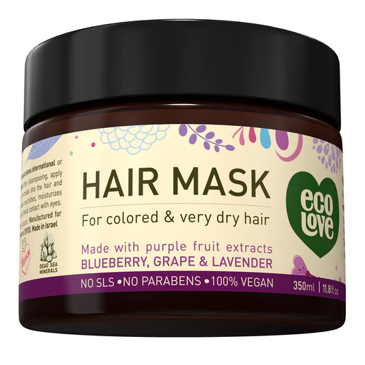 ecoLove Hair Mask for Dry Damaged Hair, Natural Hair Mask Deep Conditioning, 11.8 oz - Vegan and Cruelty-Free, With Lavender Extract, Organic