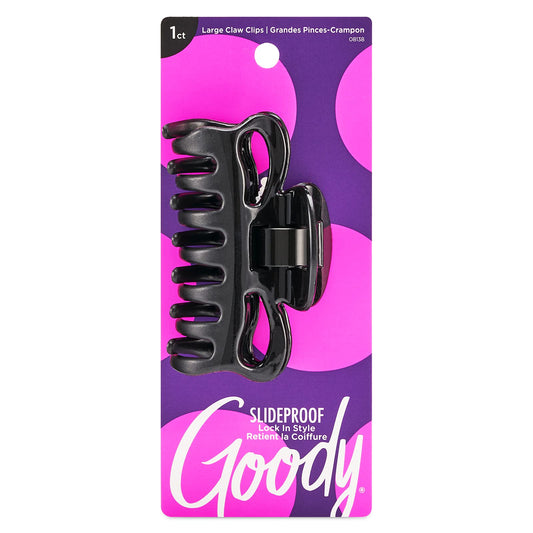 Goody Ouchless No-metal Flexible Claw Hair Clip, Large, Black, 1-count, Pack of 3 (1936822)