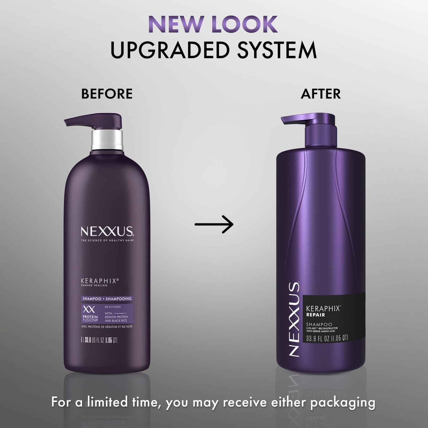 Nexxus Keraphix Shampoo With ProteinFusion for Damaged Hair Keratin Protein, Black Rice, Silicone-Free 33.8 oz