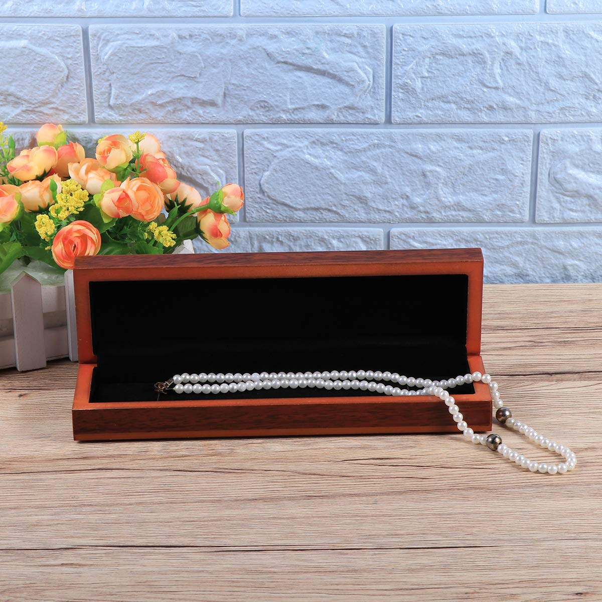 Decorative Storage Box Organizer for Jewelry Necklace Bracelet Watch Delicate Wooden Box for Women Girl Men - Rectangular