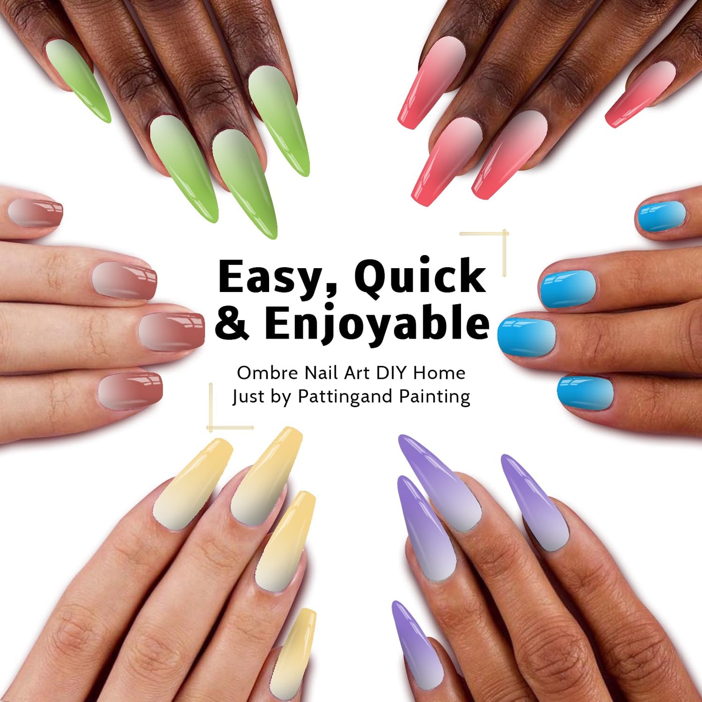 Ombre Gel Polish Palette,16Colors Pat Gel Paint Nail Art Kit Sponge Patting Beauty and Personal Care Karroy