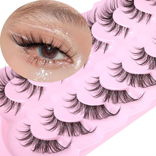 Manga Lashes Fox Eye False Eyelashes Natural Look Faux Mink Lashes Wispy Clear Band Spiky Cat Eye Strip Eyelashes Pack, 7 Pairs Beauty and Personal Care Kiromiro Default Title