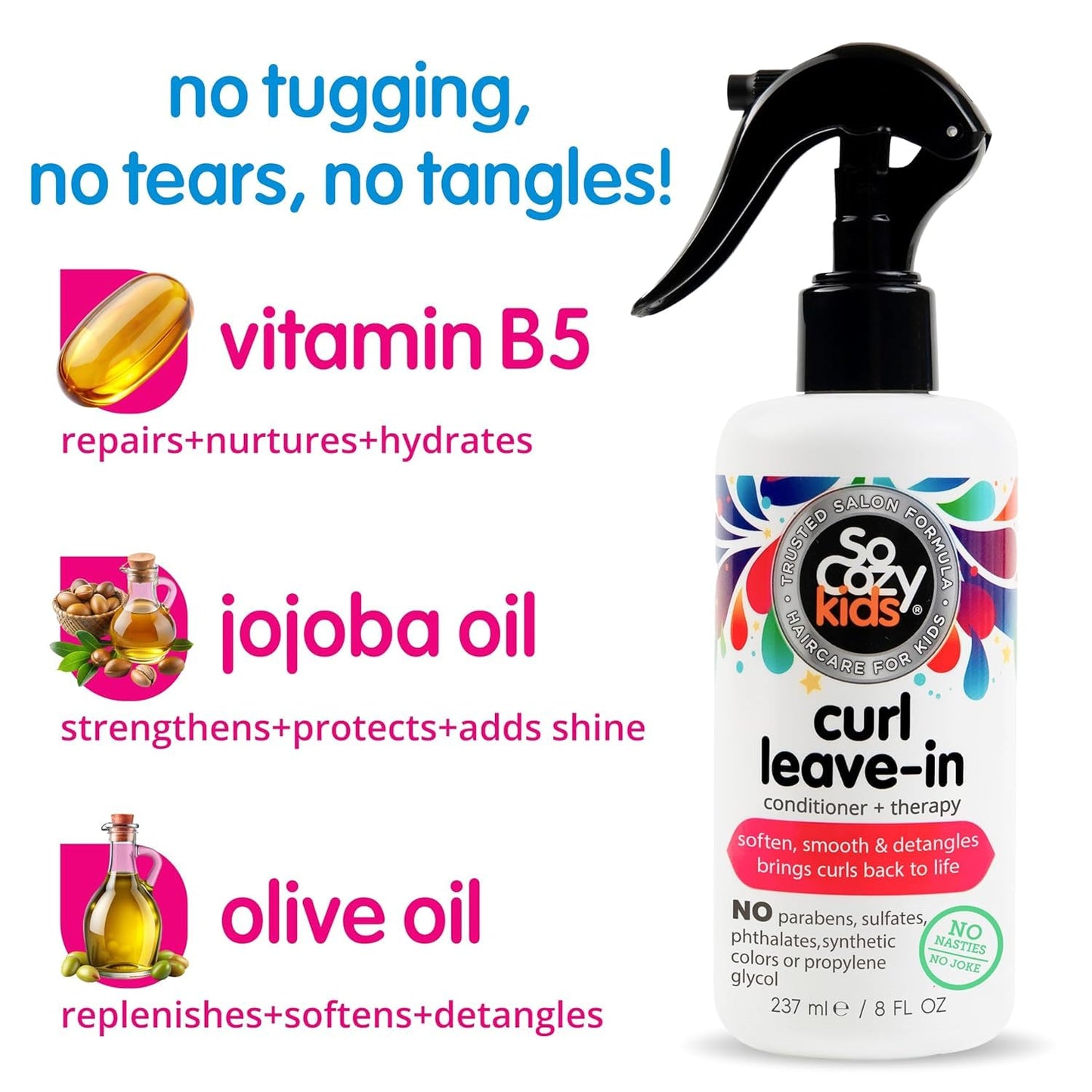 So Cozy Leave In Conditioner Spray (8 Fl Oz) Paraben-Free Detangler for Kids' Curly Hair, Deep Conditioner & Tangle-Free Curls, Gentle & Nourishing