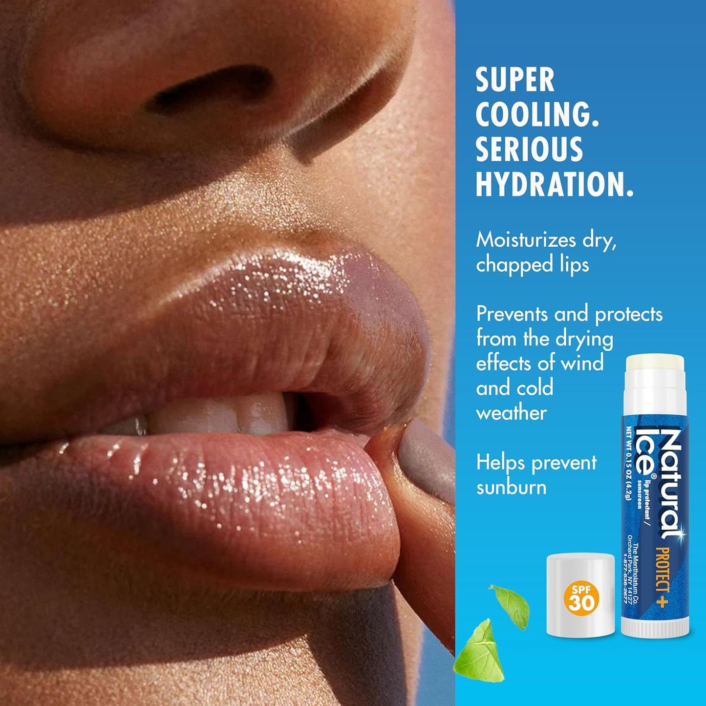 Mentholatum Natural Ice Protect+ Broad Spectrum SPF 30 Medicated Lip Balm, 0.15 Ounce (Pack of 5)
