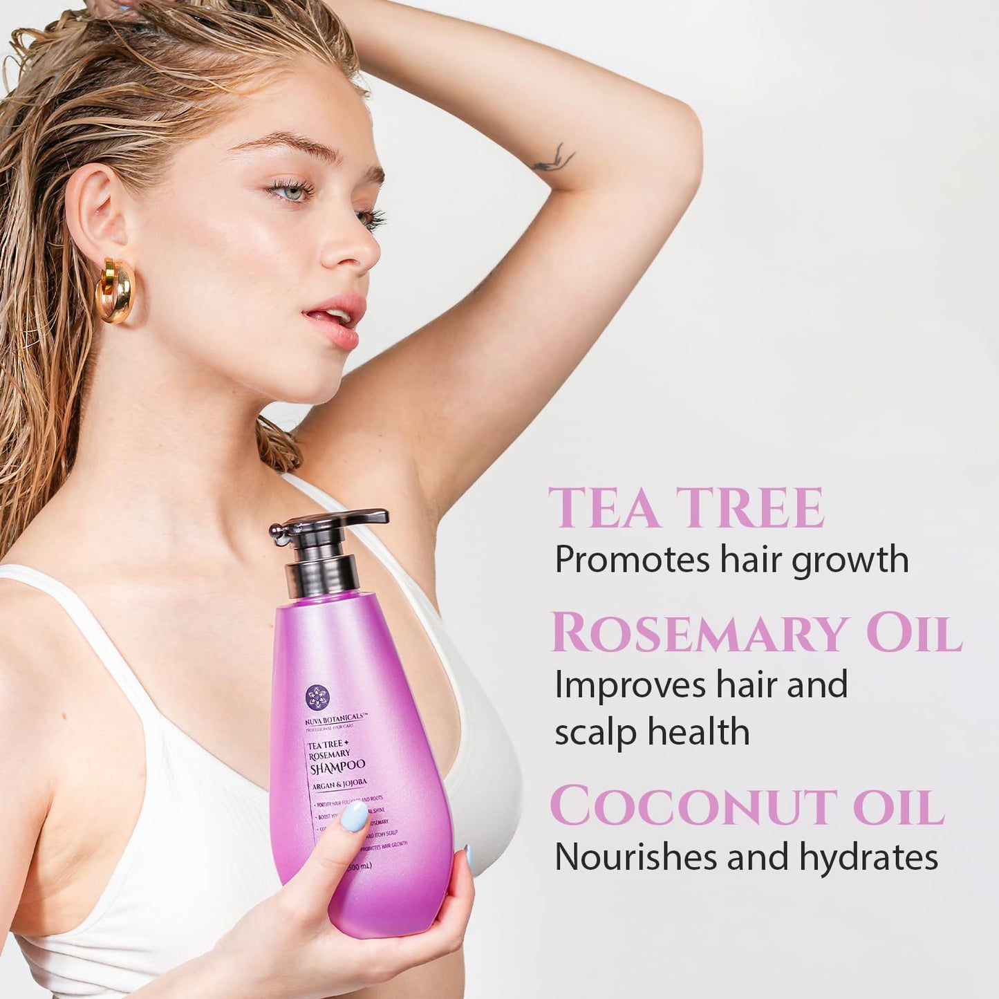 Tea Tree Oil Shampoo and Conditioner Set - Rosemary Oil Shampoo and Conditioner Hair Growth Shampoo for Women - Natural Shampoo for Thinning Hair