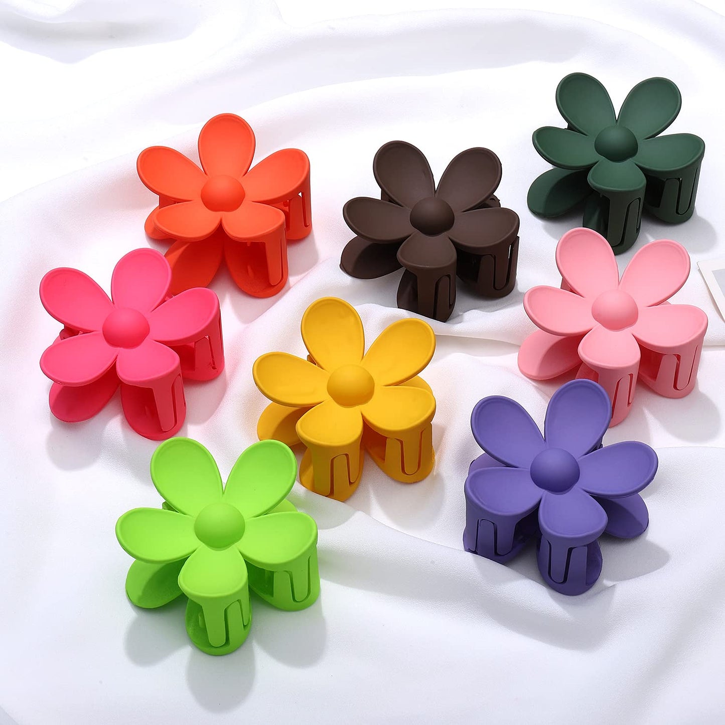 8PCS Acrylic Flower Hair Claw Clips for Women Nonslip Pastel Floral Shaped Hair Catch Barrettes Strong Hold Hair Jaw Clamp Hair Accessory Styling Hair