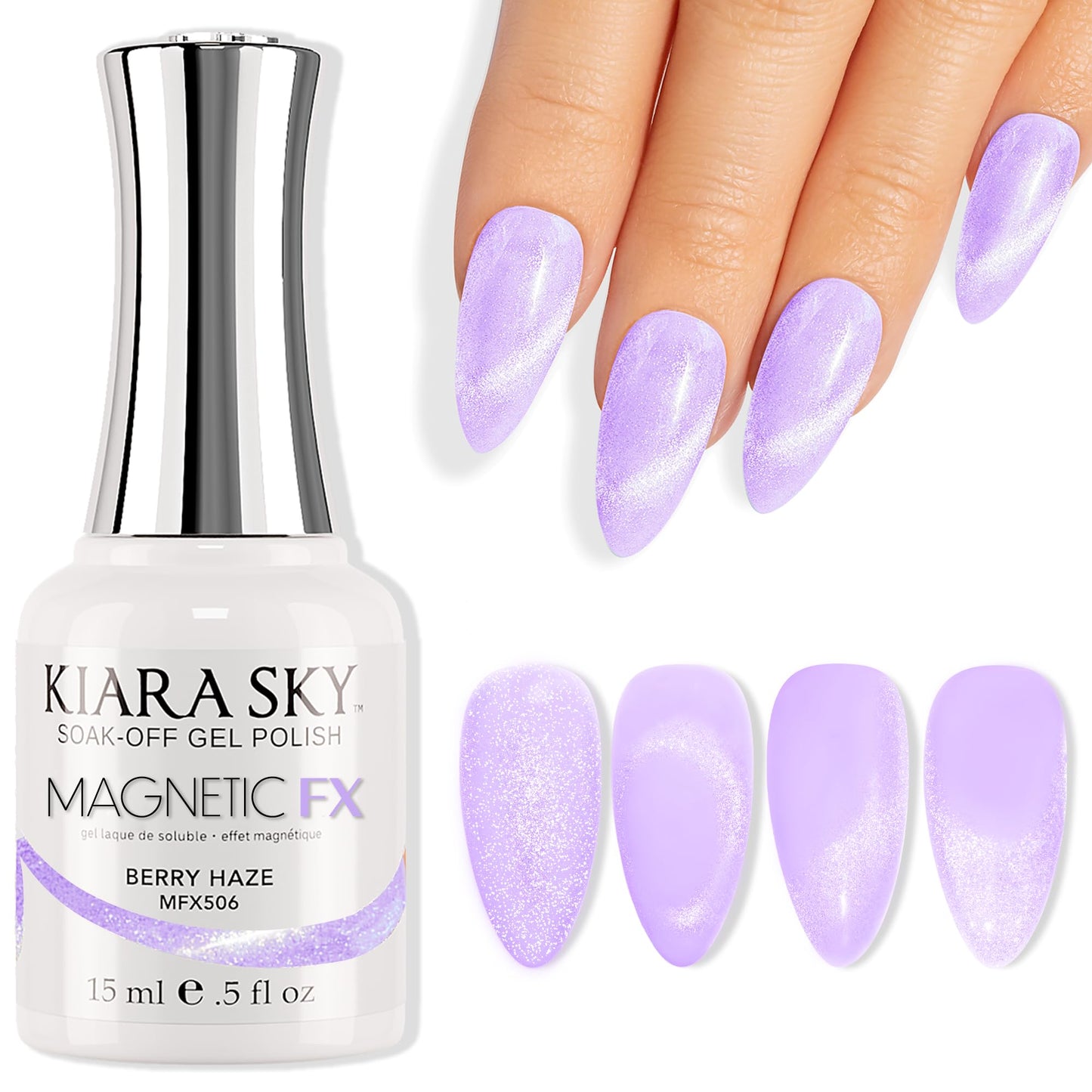 KIARA SKY Cat Eye Gel Nail Polish 15ml | Purple Lilac Magnetic FX Gel Polish Soak Off | UV LED Nail Lamp Gel | Metallic Velvet Cat Eye Gel Polish Nail Beauty & Personal Care KIARA SKY