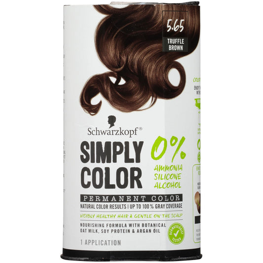 Schwarzkopf Simply Color Hair Color 5.65 Truffle Brown, 1 Application - Permanent Hair Dye for Healthy Looking Hair without Ammonia or Silicone