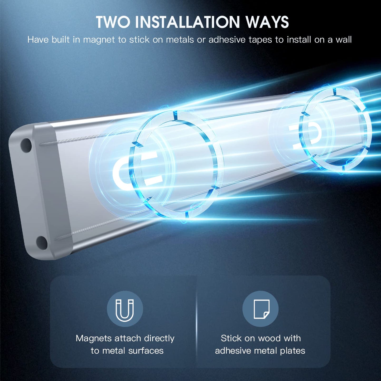 MCGOR 10" Under Cabinet Lights – 2-Pack Rechargeable Motion Sensor, 5-Level Dimmable Magnetic LED for Kitchen, Closet, Stairs