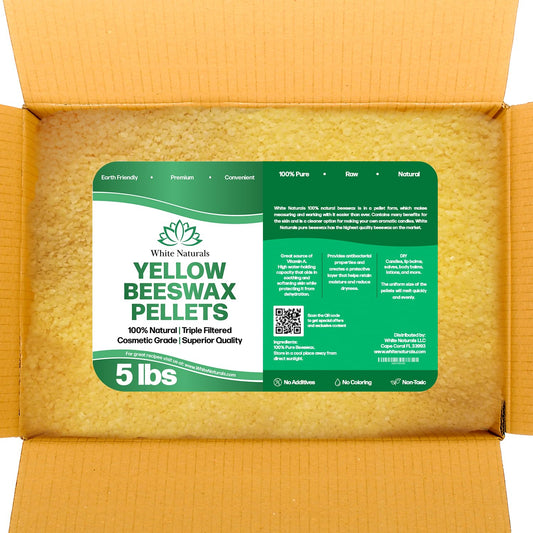 Yellow Beeswax Pellets 5lb, 100% Pure, Natural, Cosmetic Grade, Organic, Bees Wax Pastilles, Triple Filtered, Great For Candle Making, Soaps, Food