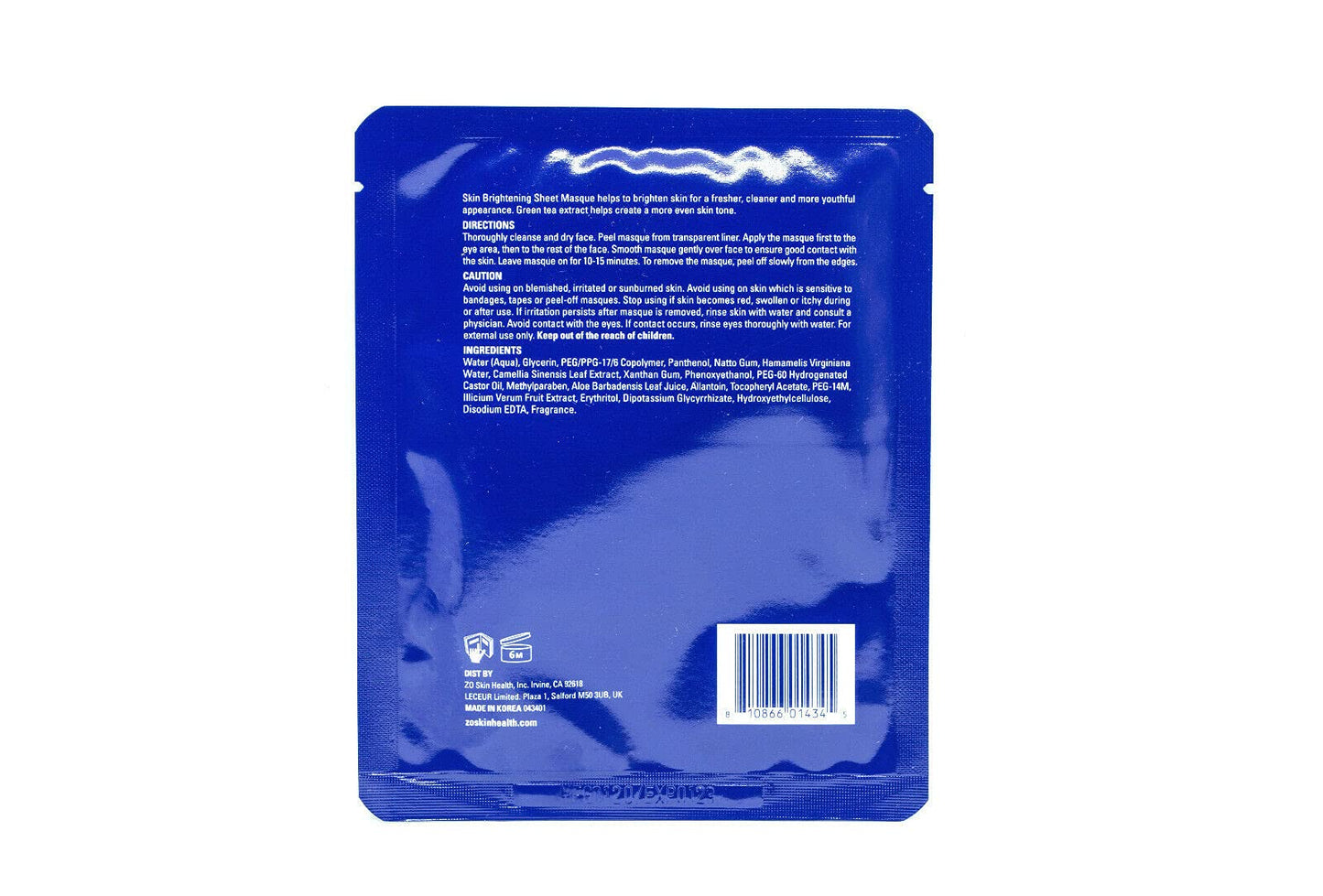 ZO Skin Health Skin Brightening Sheet Masque 1 Facial Masque 20 g / 0.7 Oz.