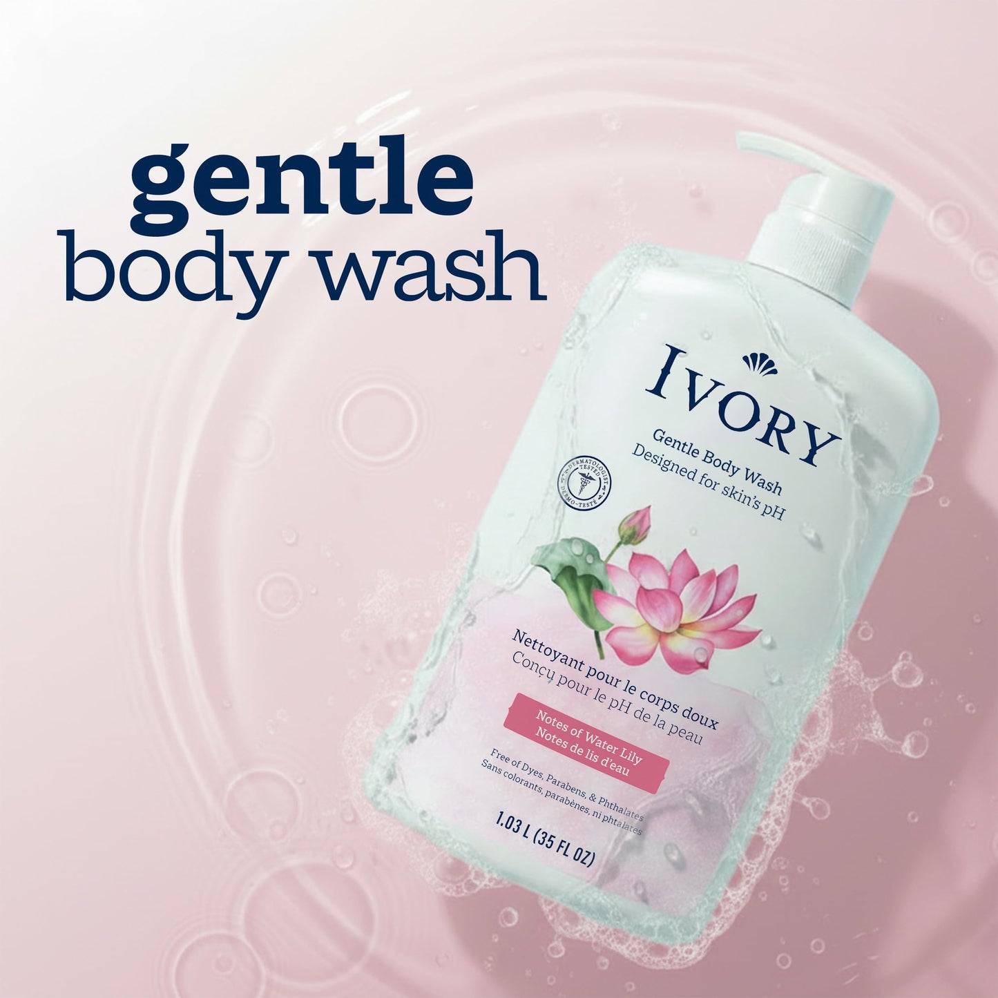 Ivory Body Wash, Designed for the Whole Family, Gentle Formula, Free of Dyes Heavy Perfumes Parabens Phthalates & Silicones, Designed for Skin's pH