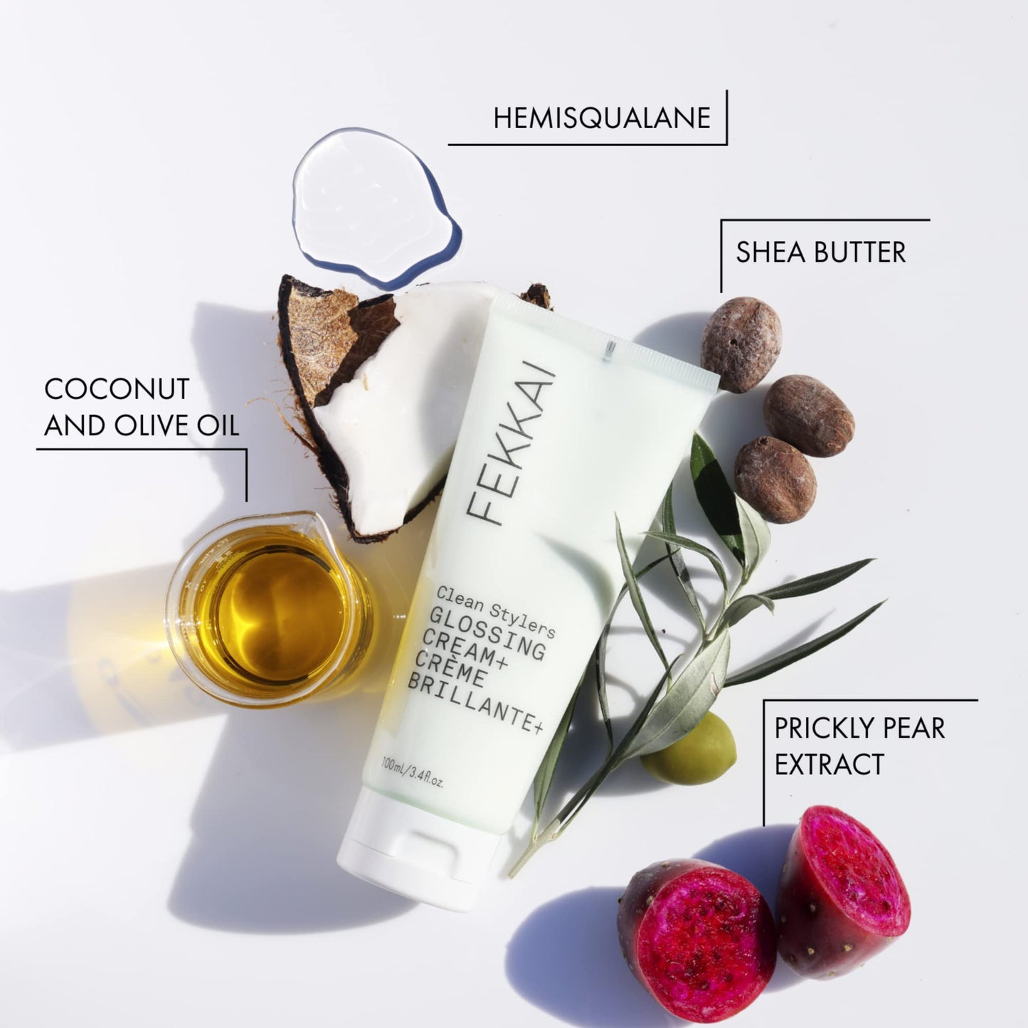 FEKKAI Clean Stylers Glossing Cream - 3.4 oz - Provides Hydration, Smoothes Frizz & Boosts Shine - Free of Sulfates, Parabens, Phthalates - Vegan