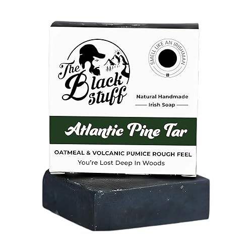 The Black Stuff Pine Tar Soap - Mens Bar Soap Made with Pine Tar, Organic Ingredients and Essential Oils - Handmade Cold Process Body Soap for Men