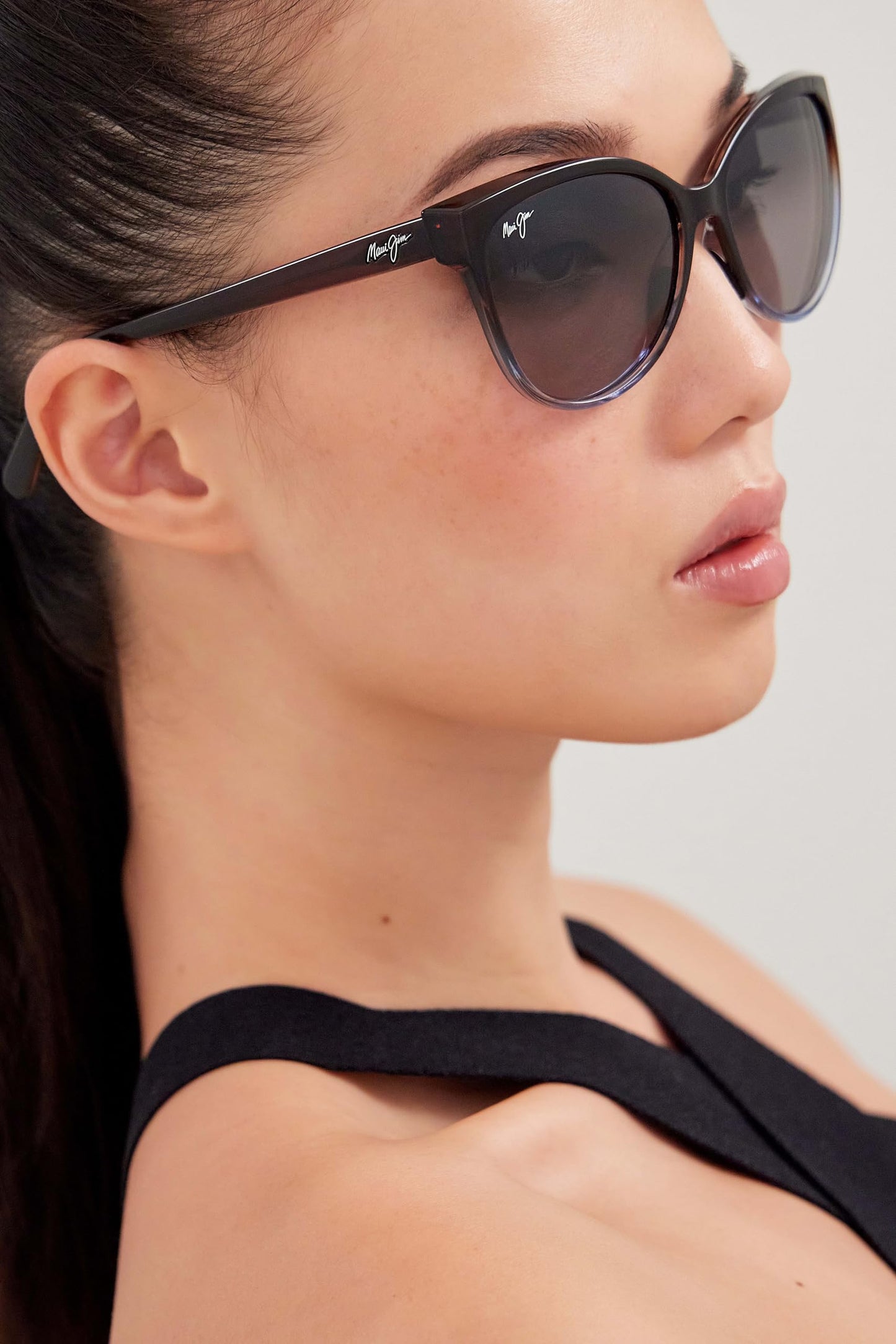 Maui Jim Women's 'Olu'Olu Polarized Cat Eye Sunglasses, Trans Dark Chocolate w/Blue/Neutral Grey, Medium