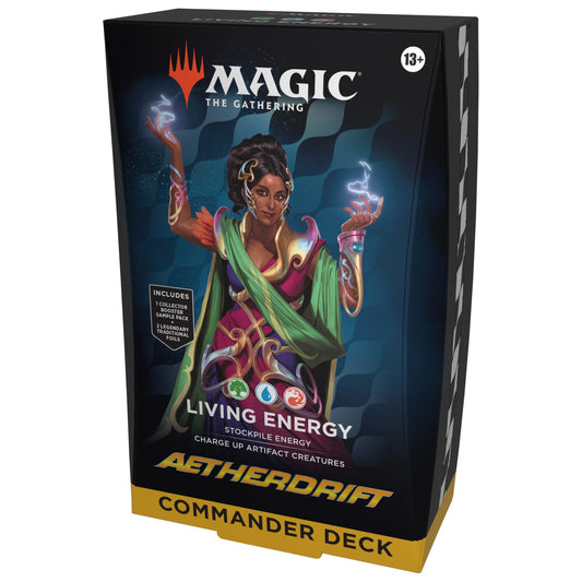Magic The Gathering Aetherdrift Commander Deck - Living Energy (100-Card Deck, 2-Card Collector Booster Sample Pack + Accessories)