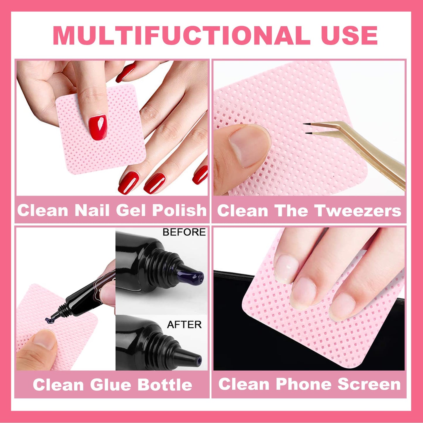 NXJ INFILILA Lint Free Nail Wipes, 540PCS Non-Woven Fabric Dry Nail Prep Wipes, Absorbent Acetone Nail Polish Remover Lash Extensions Glue Nail Beauty and Personal Care NXJ INFILILA
