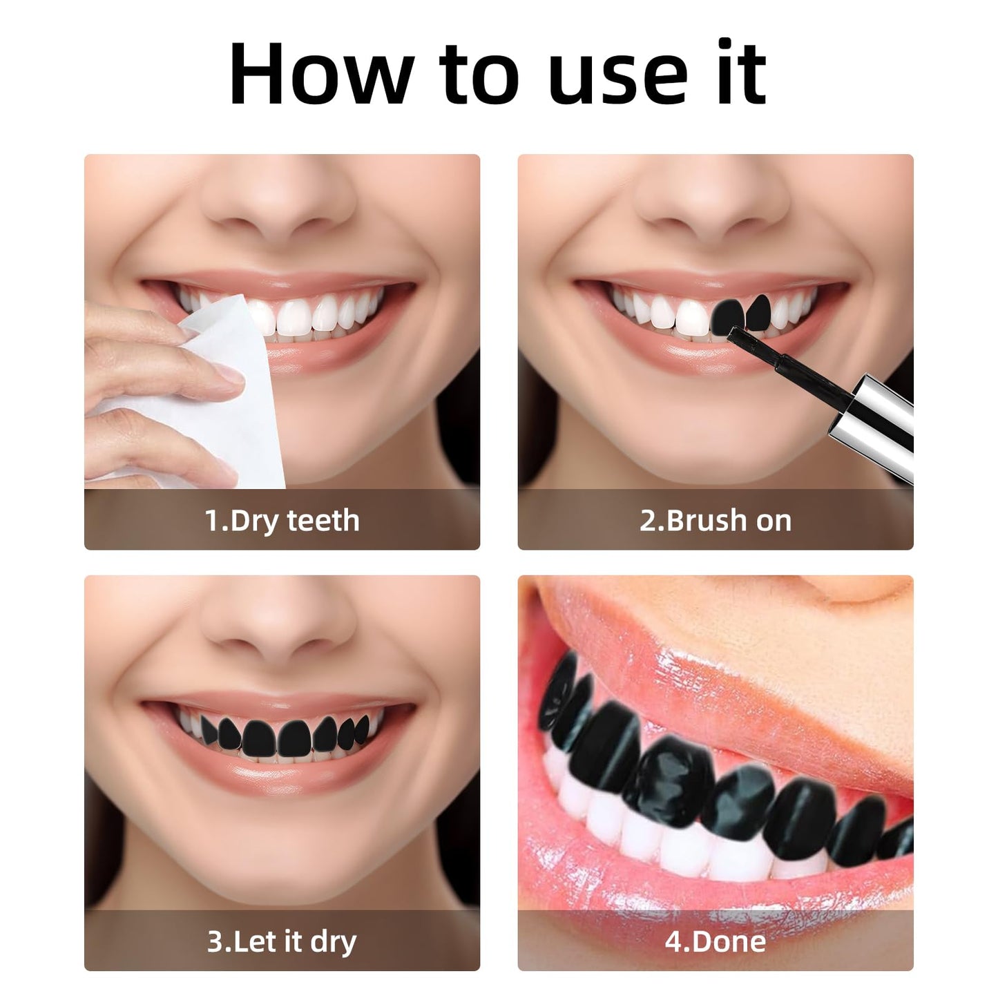 Black Tooth Paint,Professional Black Out Teeth Makeup,Quick Dry & Realistic, for Cosplay,Rotten Teeth Makeup and Missing Teeth SFX for Halloween Art