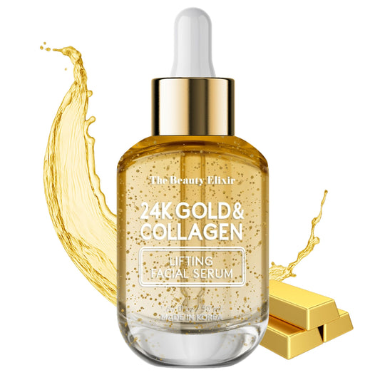 The Beauty Elixir Collagen Serum For Face with 24k Gold - Dermatologist Tested - Anti Aging, Ultra Hydrating, Fine Lines & Wrinkle Treatment - Clean