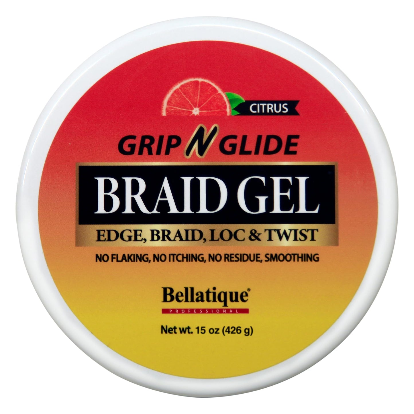 BELLATIQUE GRIP N GLIDE Braiding Gel Maximum Hold for LOC & Twist - No Flaking, No Whitening, Fast Drying, High Shine, Cool & Refreshing, Long Lasting