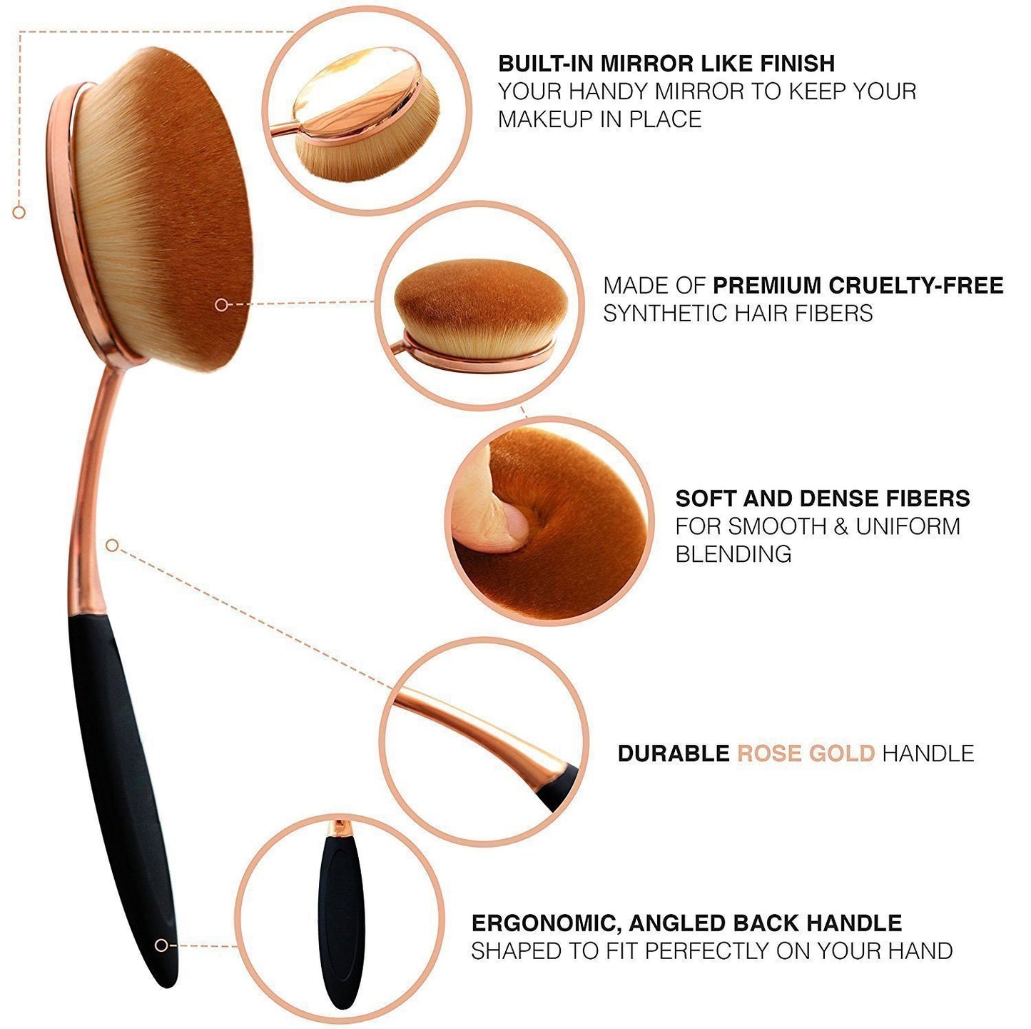 Yoseng Makeup Brushes Set 10Pcs Professional Oval Toothbrush Foundation Cream Contour Powder Blush Conceler Eyeliner Blending Brush New Fashionable