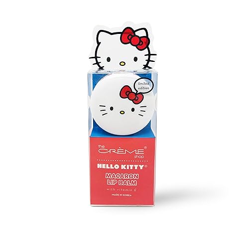 The Crème Shop x Hello Kitty Macaron Lip Balm, Korean Lip Balm with Shea Butter and Vitamin E - Mixed Berry