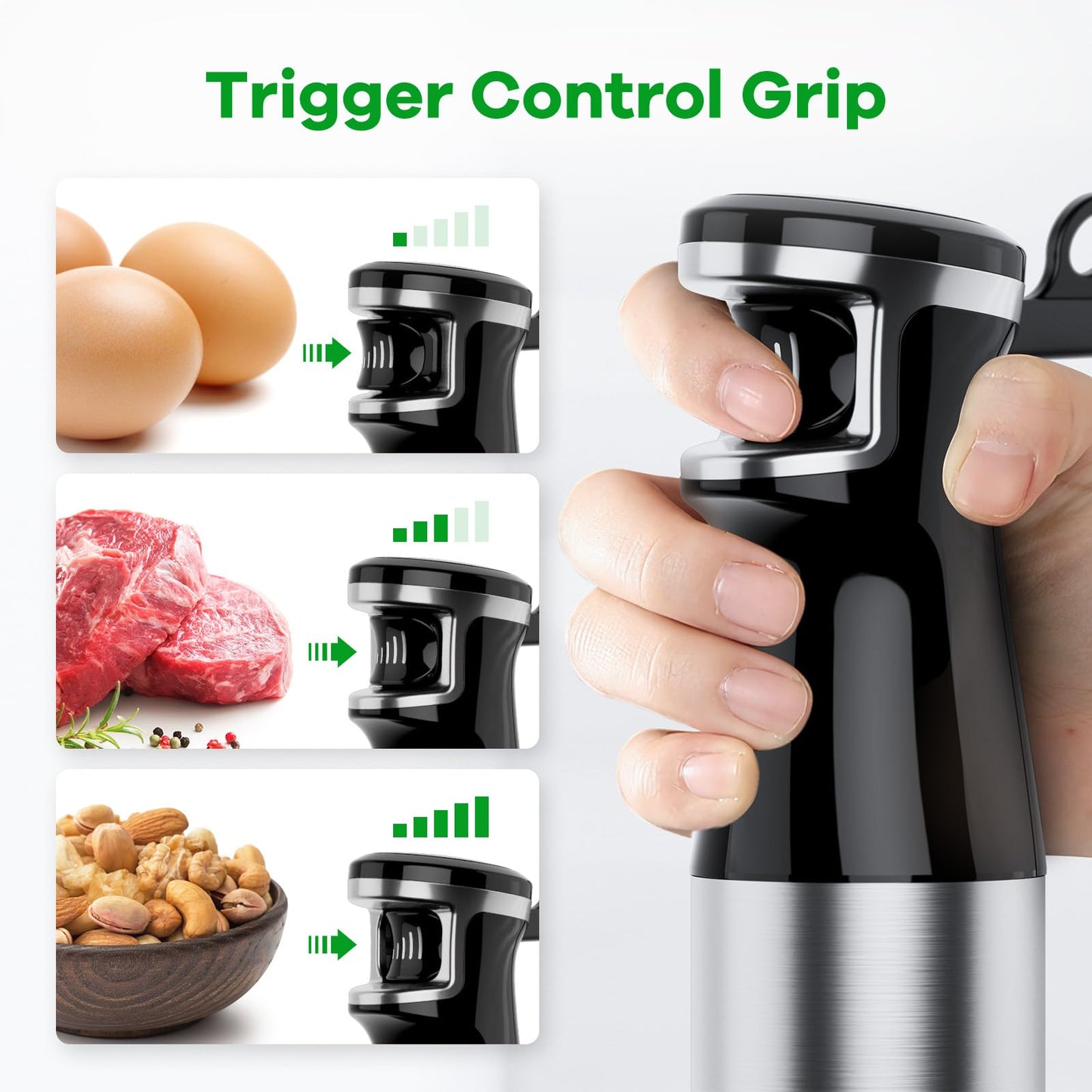 5-in-1 Immersion Hand Blender Set – 1100W Corded Stick Blender with Variable Speed, Chopper, Whisk & Frother for Soup, Smoothies & Baby Food
