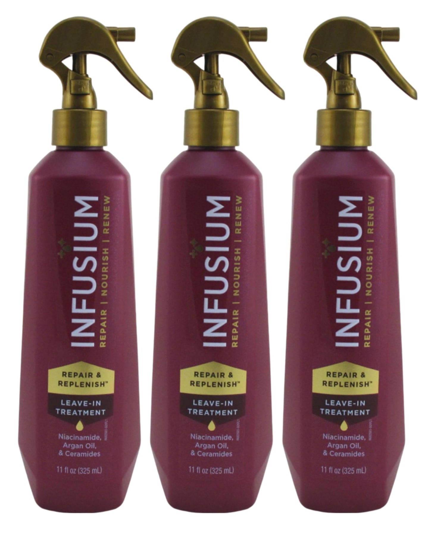 INFUSIUM LEAVE-IN TREATMENT Repair & Replenish, Nourish, Renew Spray with Niacinamide, Argan Oil, Ceramides, 11 FL OZ (3 Pack)