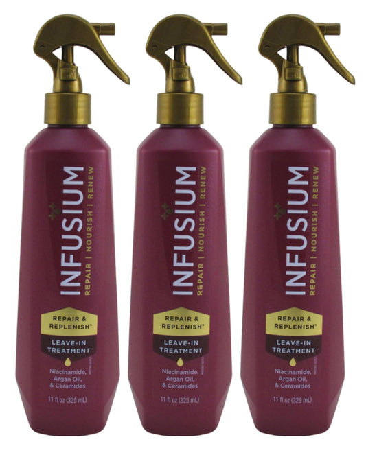 INFUSIUM LEAVE-IN TREATMENT Repair & Replenish, Nourish, Renew Spray with Niacinamide, Argan Oil, Ceramides, 11 FL OZ (3 Pack)