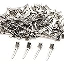 100pcs 4.5cm Single Prong Curl Clips - Silver Metal Alligator Hair Pins for Hair Extension