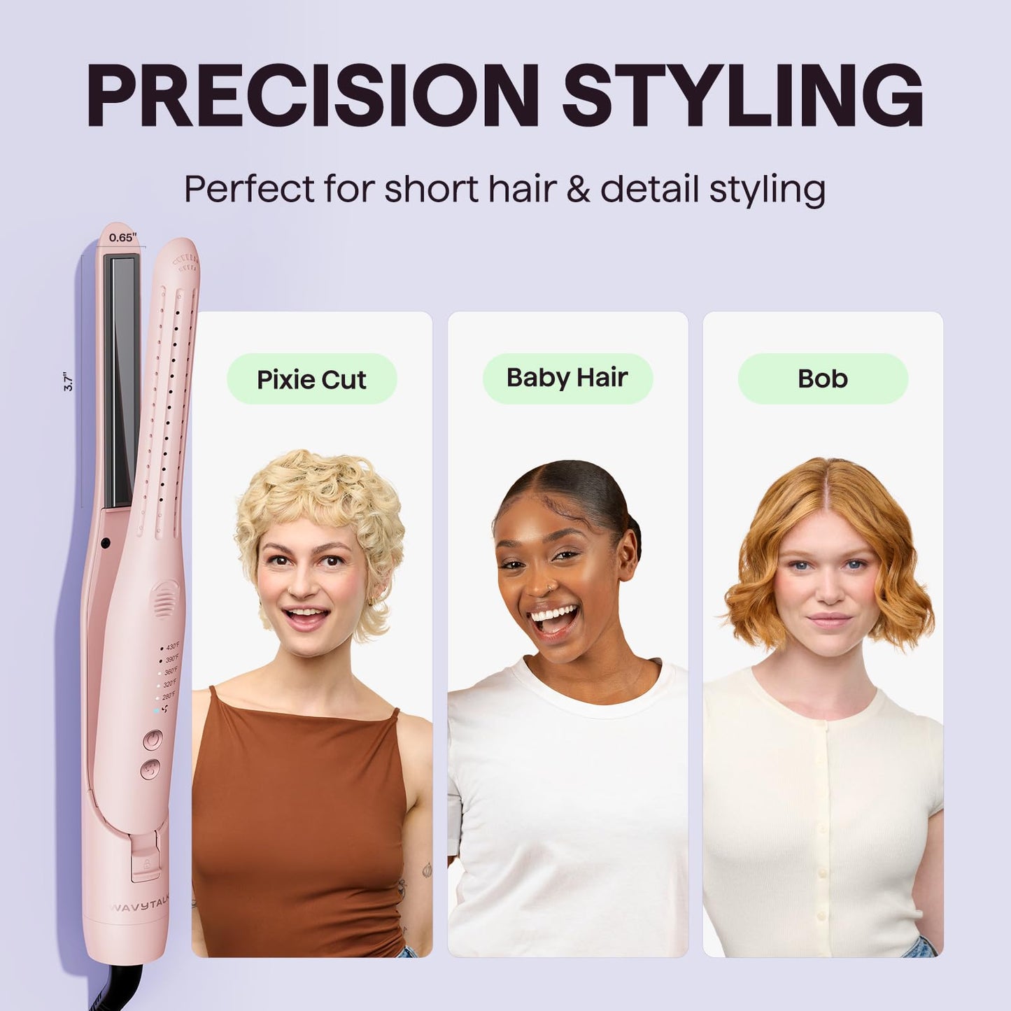 Wavytalk 0.65" Pencil Flat Iron, Cool Curl Pencil, Small Airflow Styler and Straightener for Short Hair, Pixie Cut and Edges, Curling Iron for Short Beauty and Personal Care wavytalk