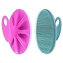 INNERNEED Food-Grade Soft Silicone Body Cleansing Brush Shower Scrubber, Gentle Exfoliating and Massage for All Kinds of Skin (Purple+Dark Green)