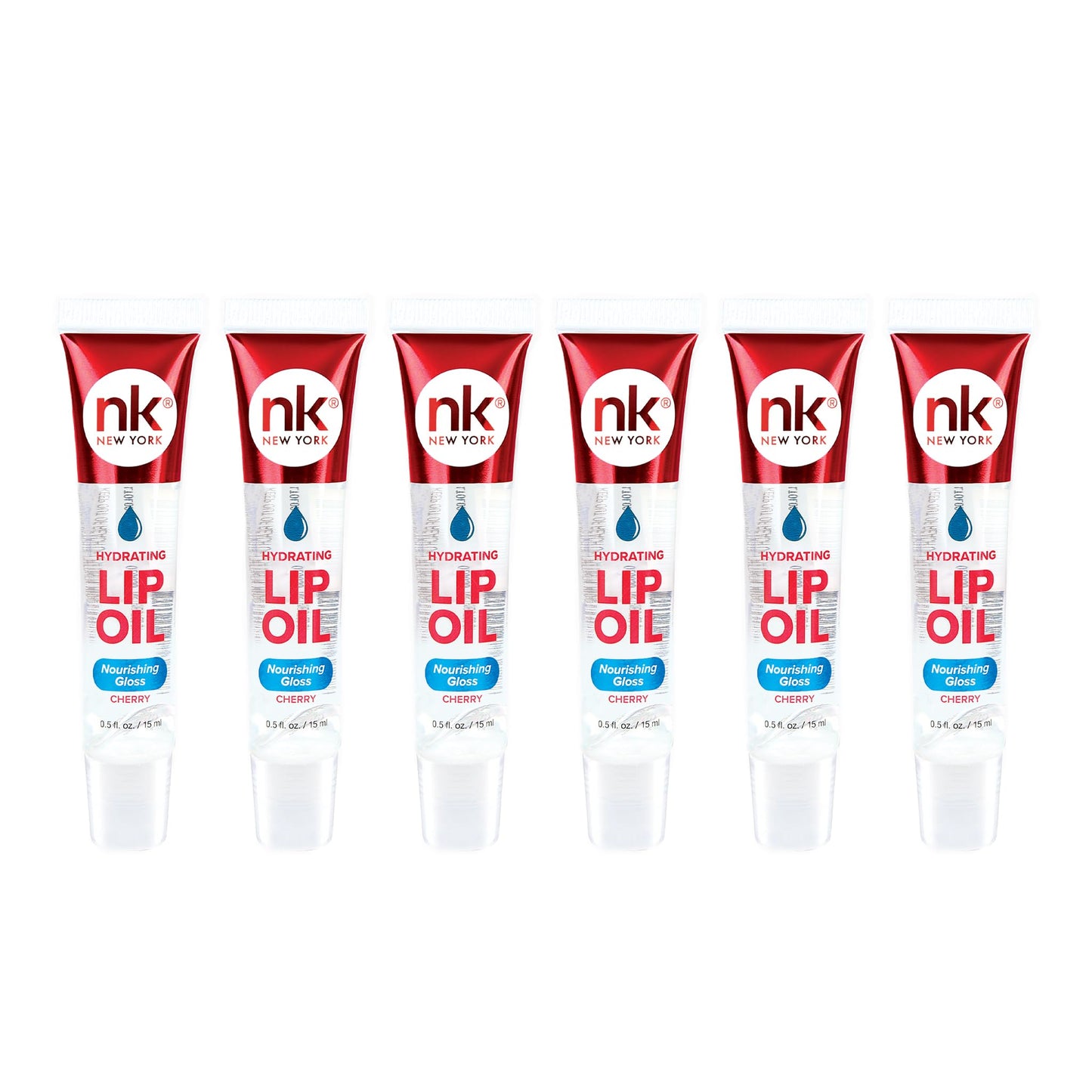 Nicka K Hydrating Lip Oil Nourishing Glass (CHERRY-6PK)