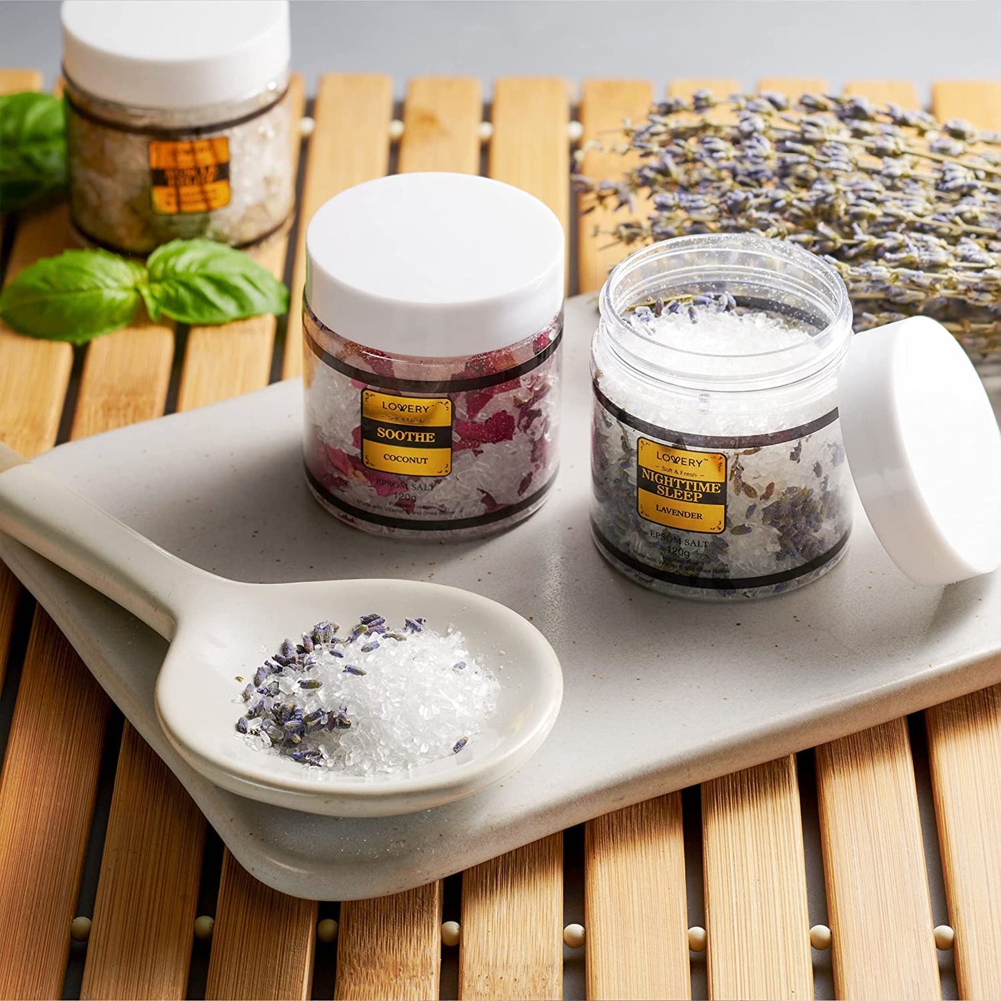 Gifts for Women Who Have Everything Spa Gift Basket, Epsom Bath Salts Gift Basket Set, Self Care Salt W/Essential Oil, Gifts for Mom, Her, Lavender Beauty and Personal Care LOVERY