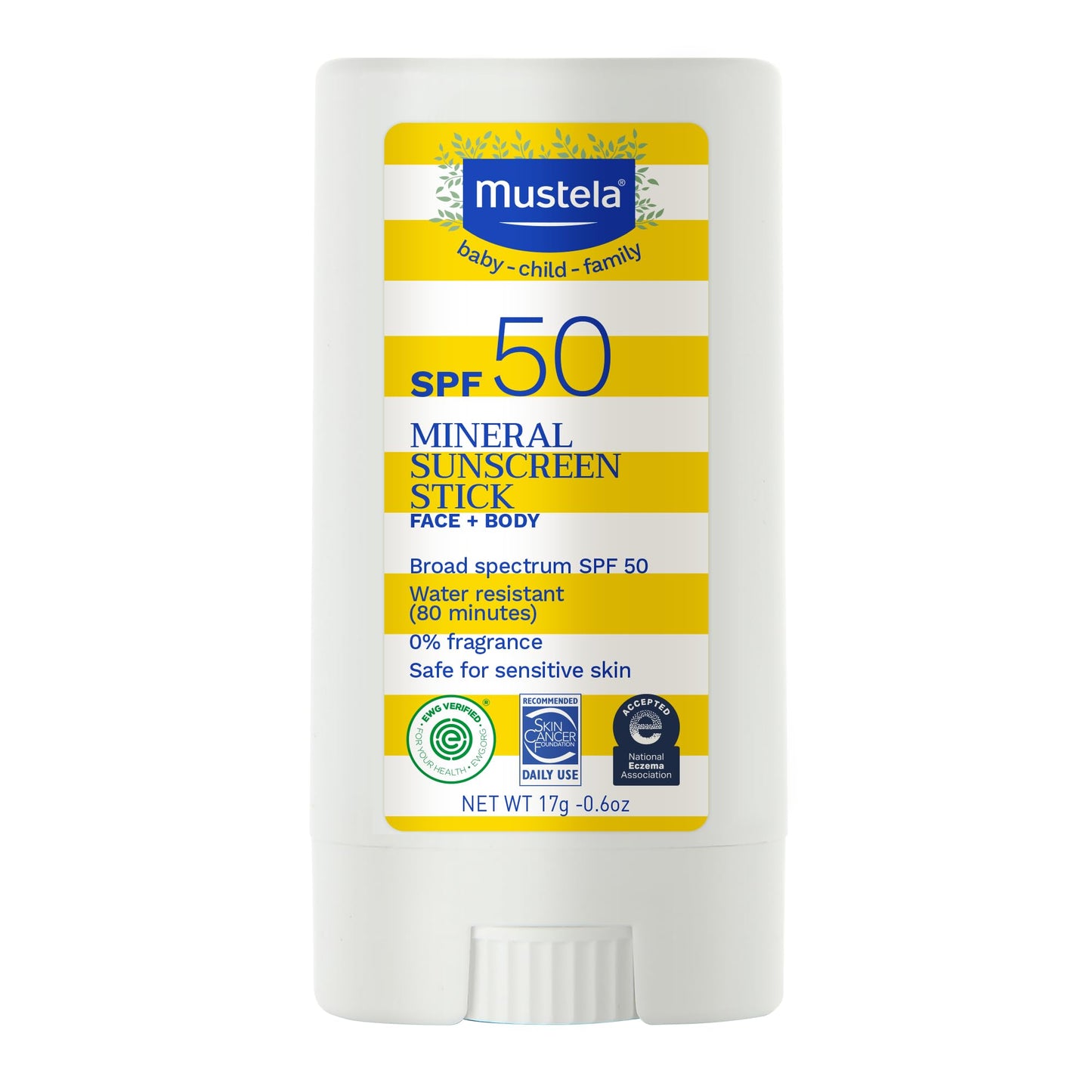Mustela Baby Mineral Sunscreen Stick SPF 50 Broad Spectrum - Face & Body Sun Stick with 70% Organic Ingredients - Ultra Sheer, Water Resistant Beauty and Personal Care Mustela Default Title