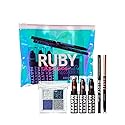 Ruby Kisses Limited Edition Bold Makeup Kit - 3 Mattest Matte Lipsticks, Glitter Gem Palette, Waterproof Eyeliner, Auto Lip Liner & Holographic Pouch