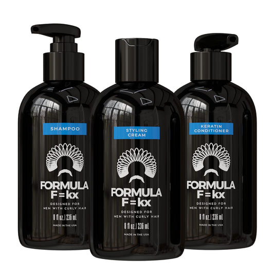 Formula F=kx - Curly & Kinky Hair Care System for Men - Hydrating Shampoo, Conditioner, and Curl Cream Set - Sulfate Free - Ocean Scent - 8oz Each Beauty & Personal Care FormulaF=KX