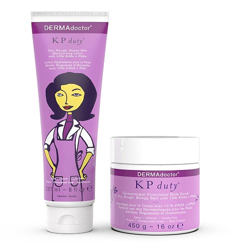 DERMAdoctor KP Bump Eraser Body Scrub and Lotion Kit Dermatologist Formulated Exfoliant | Keratosis Pilaris Treatment For Dry And Bumby Skin 10% AHAs Beauty & Personal Care DERMAdoctor